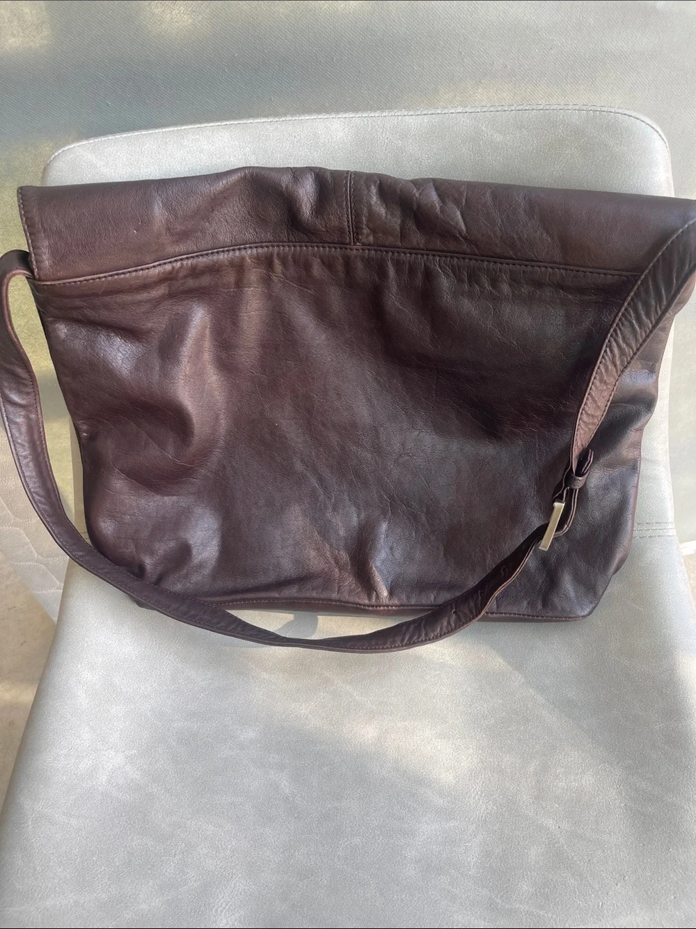 Eddie Bauer Dark Brown Leather Messenger Bag